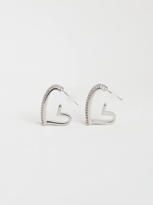 Heart Post Earrings (Silver)