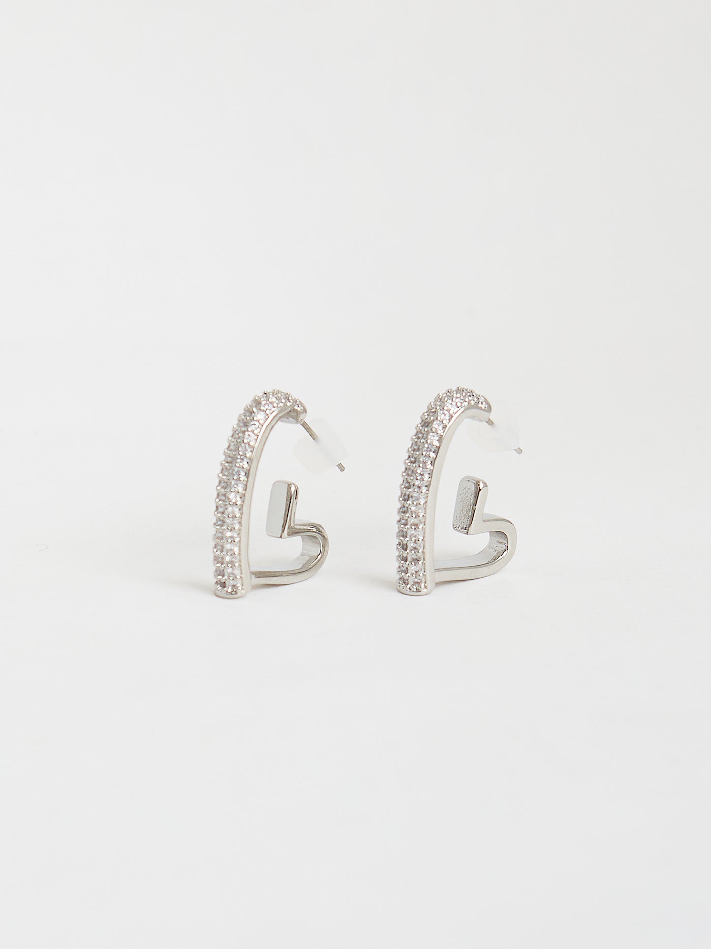 Heart Post Earrings (Silver)