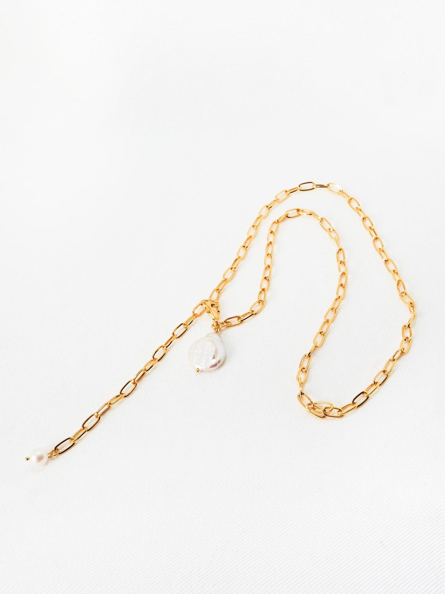 Pearl Chain Long Necklace (2color)