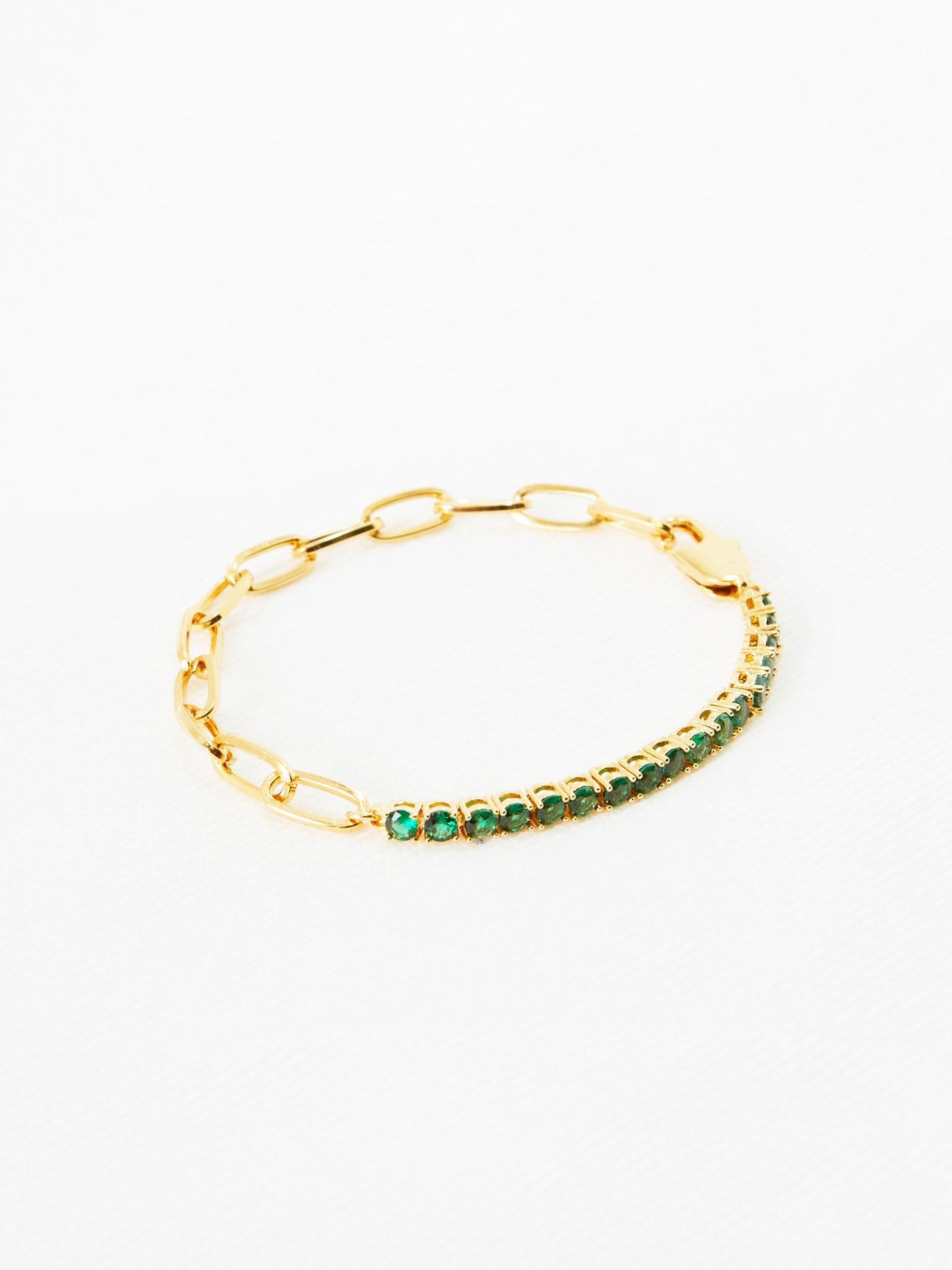 Double Chain Green Tennis Bracelet