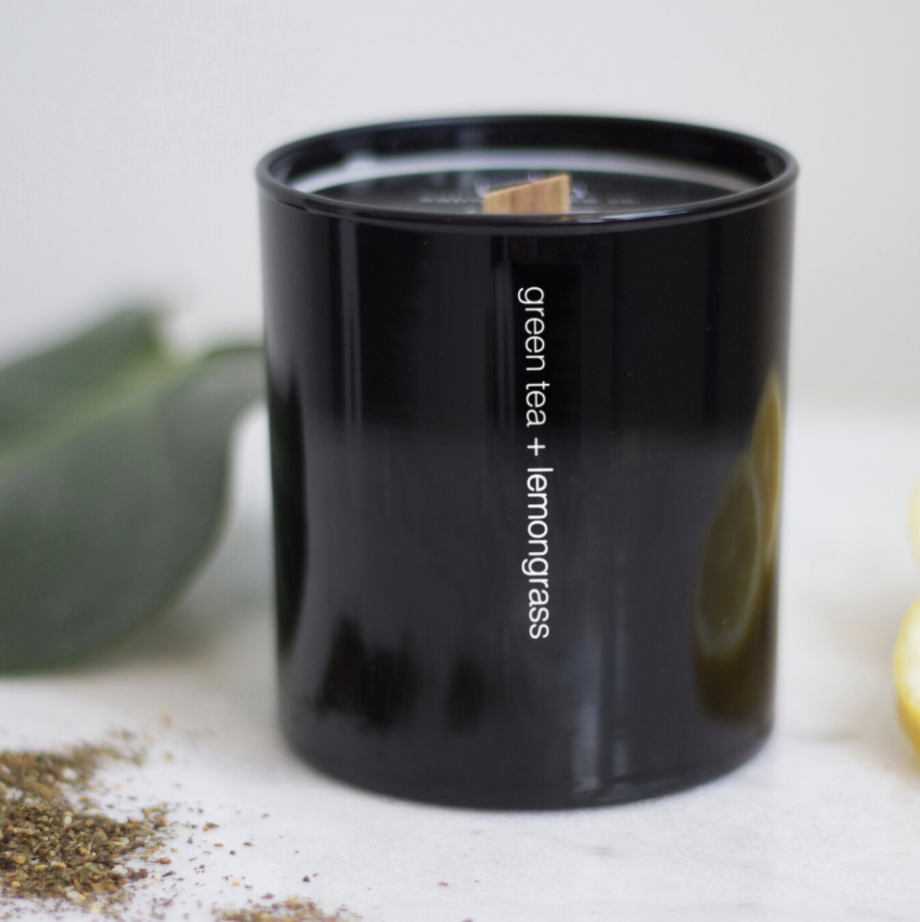 green tea + lemongrass tumbler candle