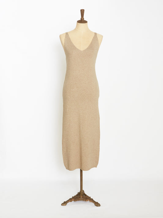 Knit slip dress (Beige)