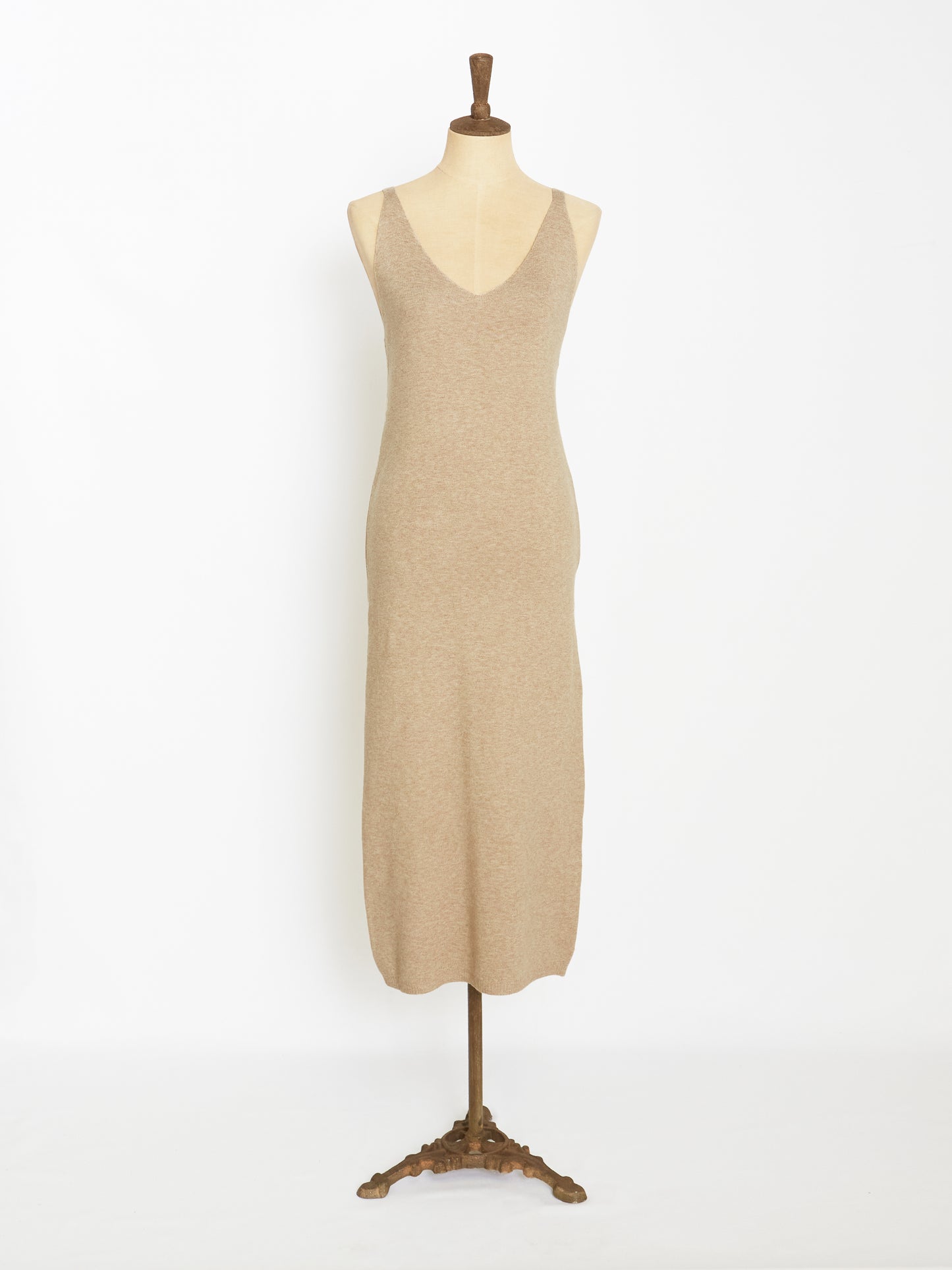 Knit slip dress (Beige)