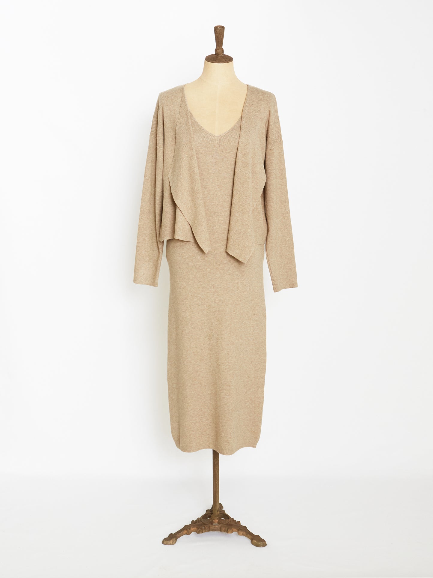 Knit slip dress (Beige)