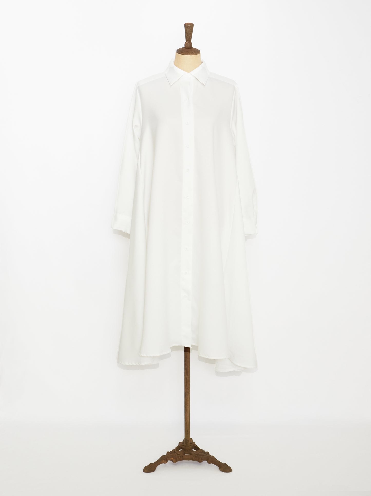 Flare Shirt Dress (White)