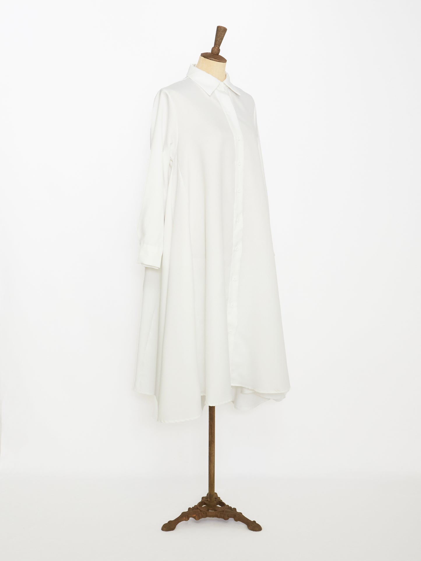 Flare Shirt Dress (White)