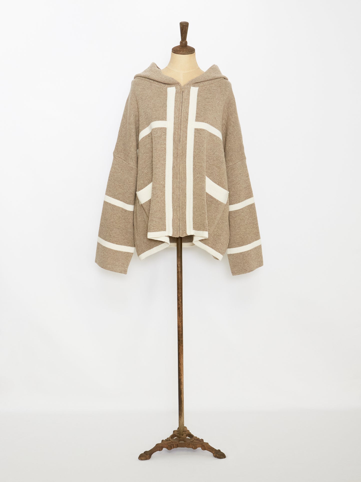 Cozy knit hoodie (Beige)