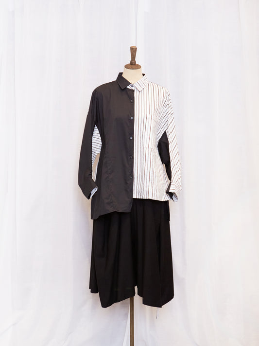 Plain + Striped Half Half Shirt