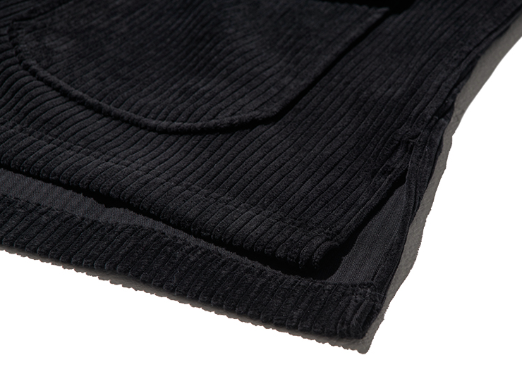 VINTAGE CASUAL CORDUROY ROBE - BLACK (M)