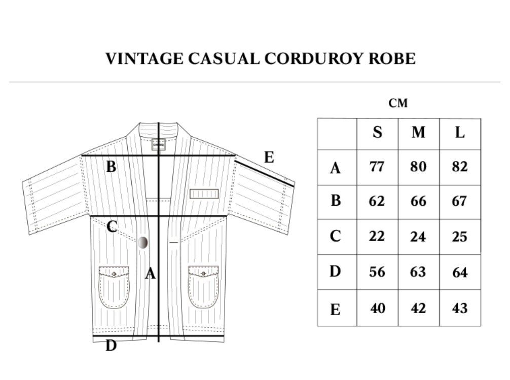 VINTAGE CASUAL CORDUROY ROBE - IVORY (M/L)