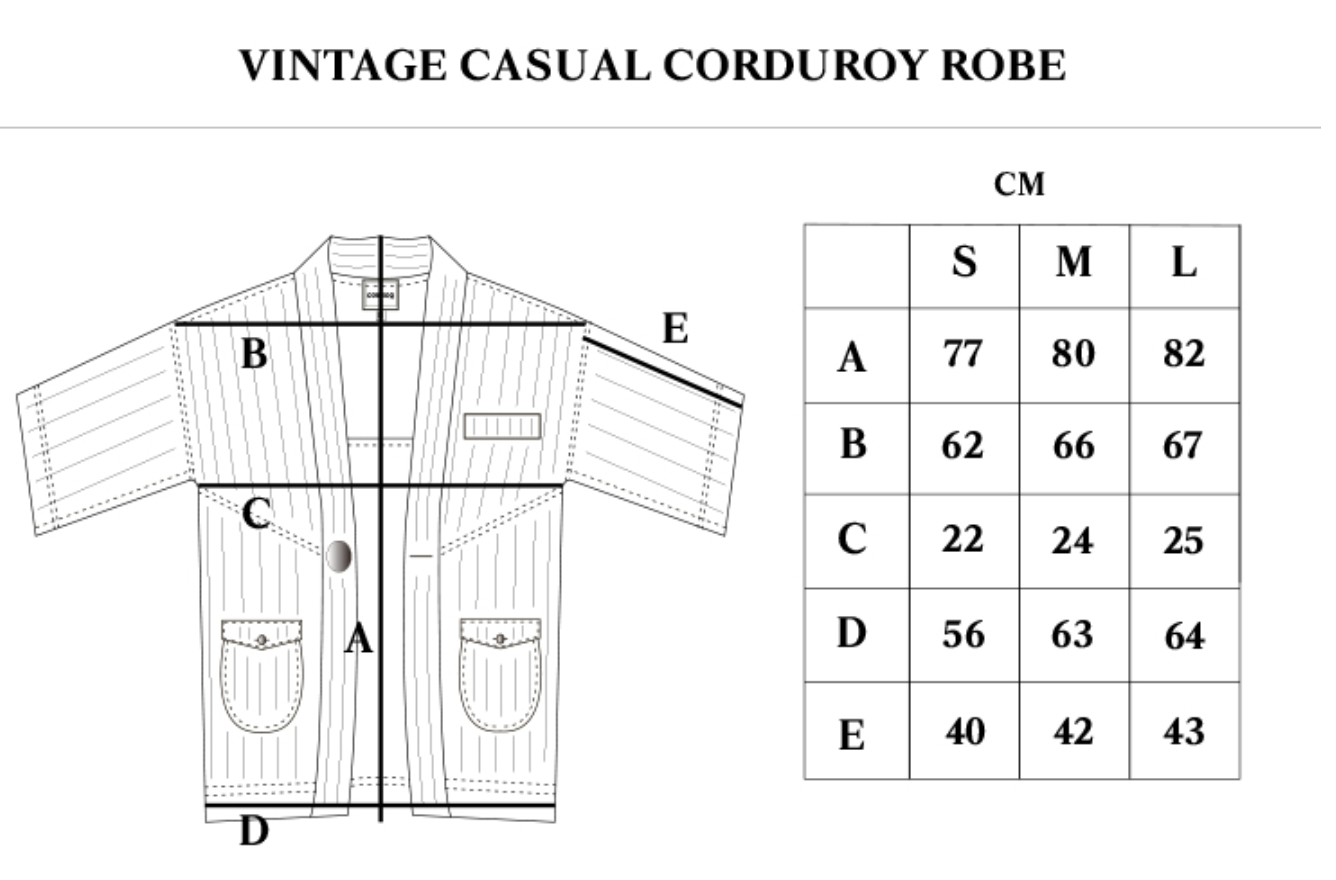 VINTAGE CASUAL CORDUROY ROBE - KHAKI (M/L)
