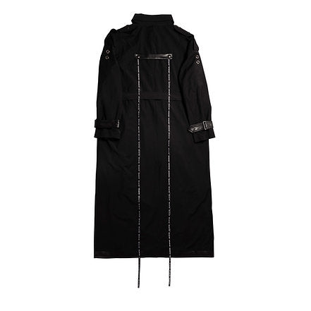 Leather-parts Long Trench (Black)