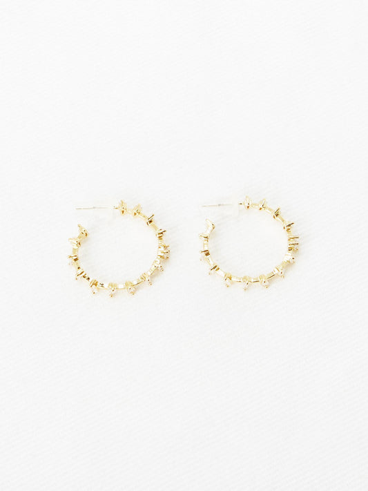 Triangle Cut Stone Hoop Earrings