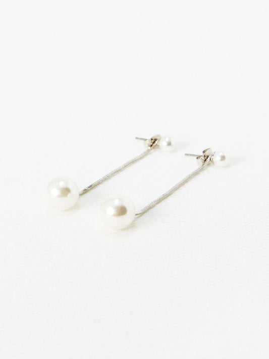 Silver Pearl Drop Earring