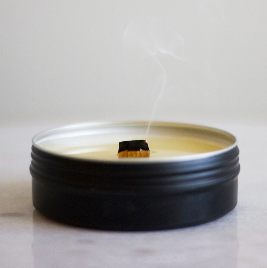 tobacco + vanilla mini tin candle