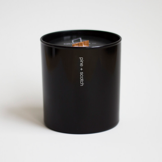 pine + scotch tumbler candle