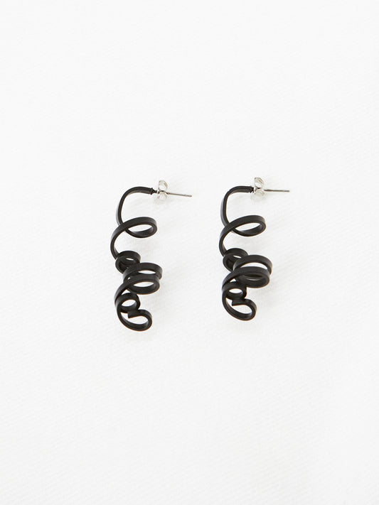 Swirly Black Earring