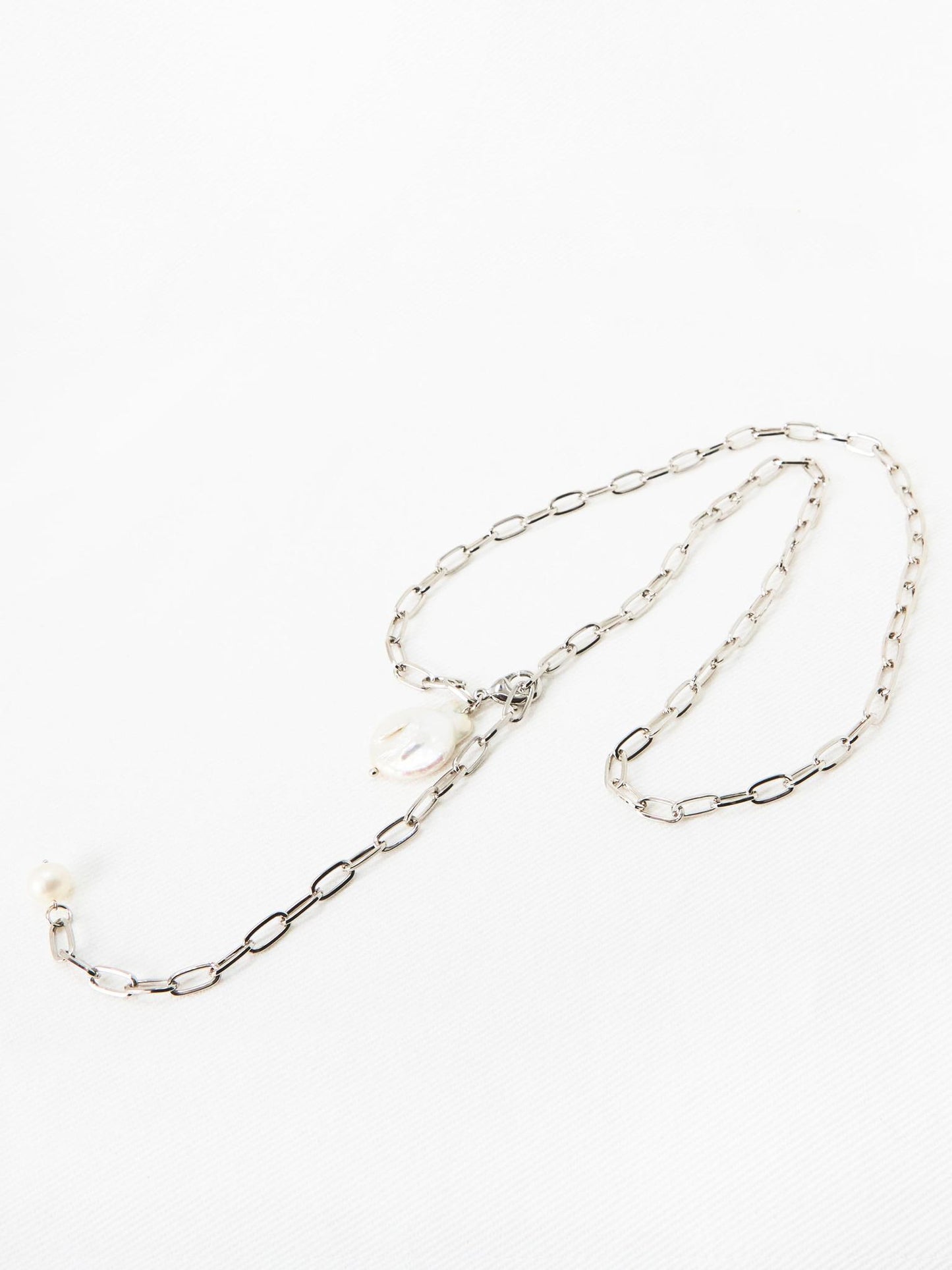 Pearl Chain Long Necklace (2color)